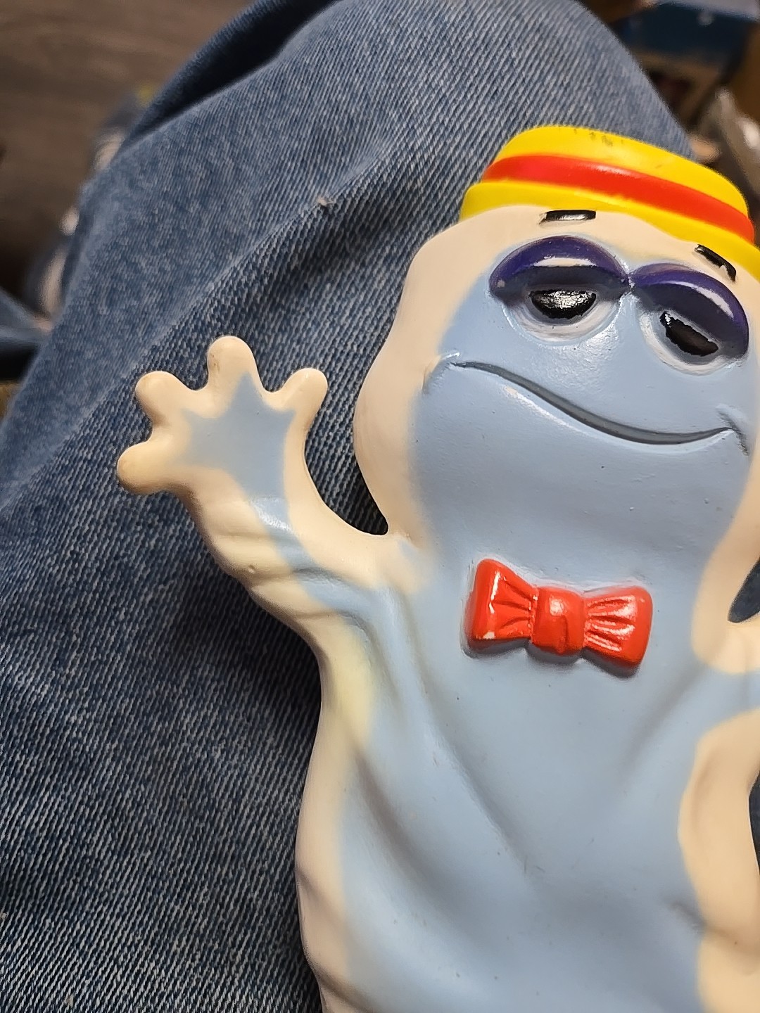 Vintage 1970s General Mills Product People Boo Berry Vinyl Figure Toy Squeaky