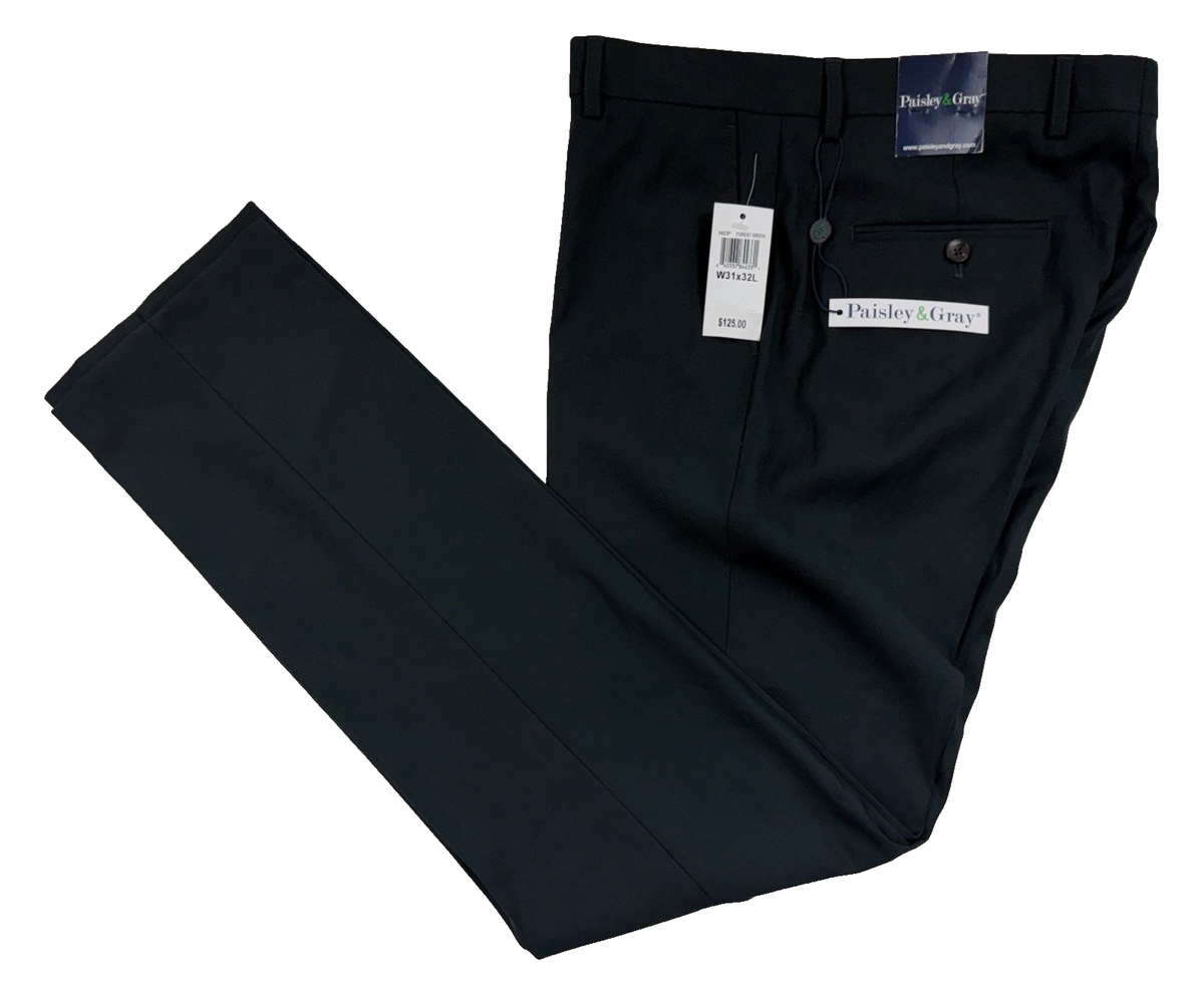 $125 NEW PAISLEY & GRAY Mens 31x32 Dark Green Soft Trouser Dress Pants/Slacks  | eBay