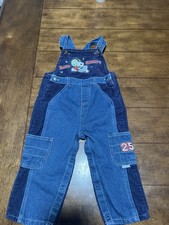 Vintage RARE Peanuts Baby Snoopy Denim Corduroy Bib Overalls 24M Embroidered