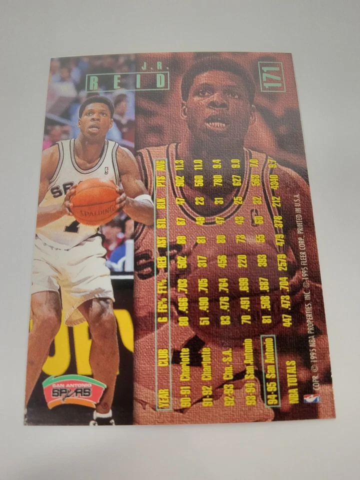 1995-96 Fleer #171 J.R. Reid San Antonio Spurs - Image 2 of 2