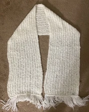 Hanes Her Way Kint Crochet Ivory Rectangle Scarf  54"x9"