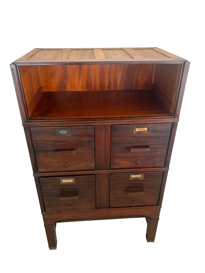 Antiguo archivador Macey apilable librería expositora caoba cuatro cajones 1914 Foto 2 de 4