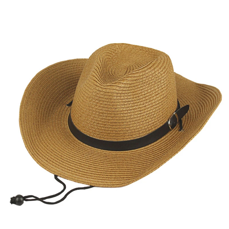 Summer Mens Straw Hat Outdoor Sunblock Breathable Beach SunHat Fishing Cap