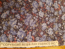 3 mts PETER PAN ditsy 100% cotton blue floral fabric BN