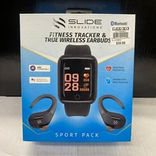 Slide Innovations Bluetooth Fitness Tracker & True Wireless Earbuds - Open Box