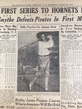 Bobby Jones Ashville NC Newspaper August 28, 1929 Golf Pebble Beach NYSE Burton