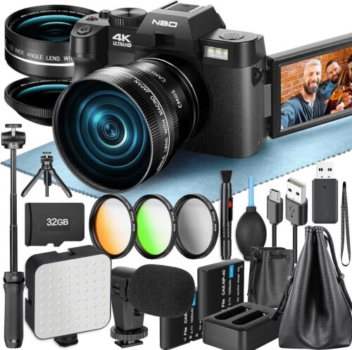 Digital Camera 4K 48MP W/ Wide-Angle&Macro Lens Content Creator Kit for YouTube - Picture 1 of 11