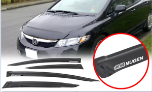 Fit For 12-15 Honda Civic Sedan Window Visor Rain Guard Deflector W// Red Mugen