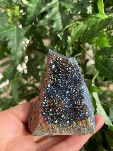 Aura Amethyst (Rainbow) Clusters, Rainbow Aura Amethyst Geode with Cut Base - Picture 12 of 32