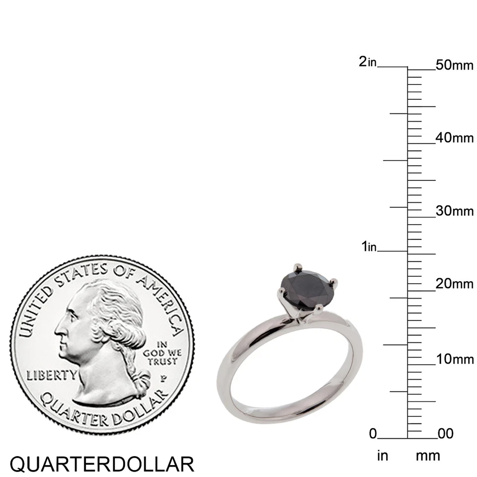 1ctw Natural Black Diamond Solitaire Ring in Sterling Silver Size 10, Womens New - Image 3 of 4