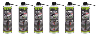 6x PETEC Seilfett Spray 500ml Drahtseilfett Zahnradfett Kettenfett - 71650