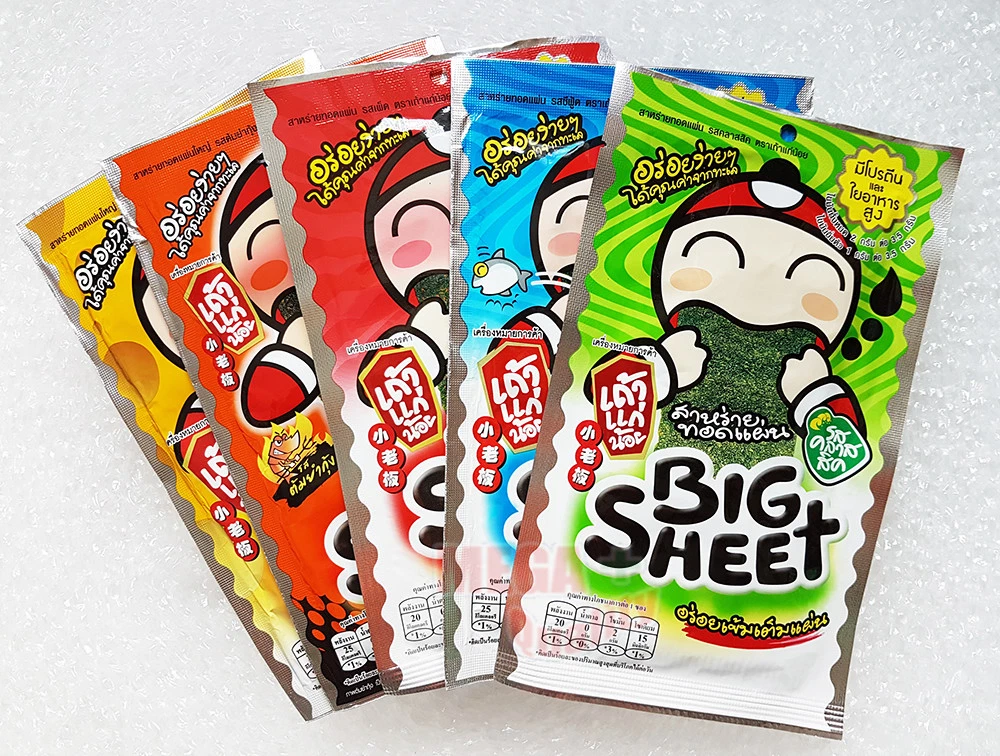 5 Mix TAO KAE NOI Crispy Fried Japanese Seasoned Seaweed Snack Big