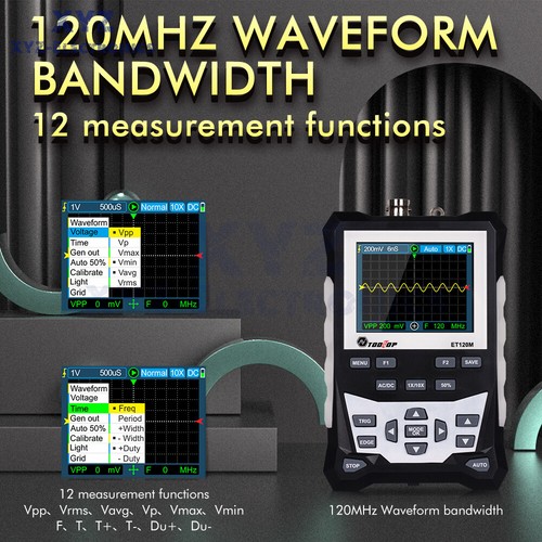 ET120M Handheld LCD Color Analog Oscilloscope 500MS/s Sampling 120MHz Bandwidth - Picture 19 of 20