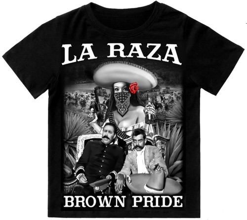 La Raza Brown Pride Mens T-Shirt Print On Shaka Wear Heavyweight Tee | eBay