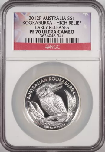 2012P Australia Kookaburra High Relief Early Release NGC 1oz 999 Silver PF70 