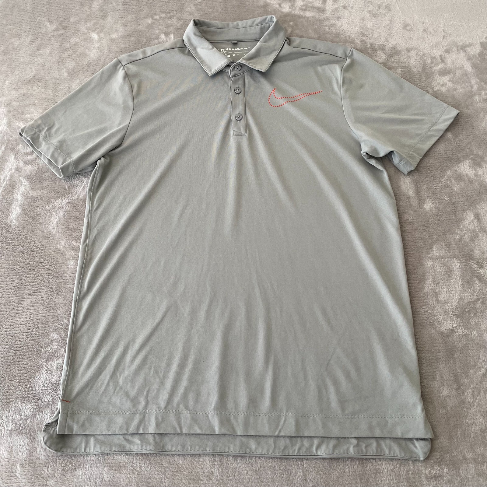 Nike Golf Swing Sport Polo Shirt Men Medium Gray Swoosh Logo Short Sleeve NWOT