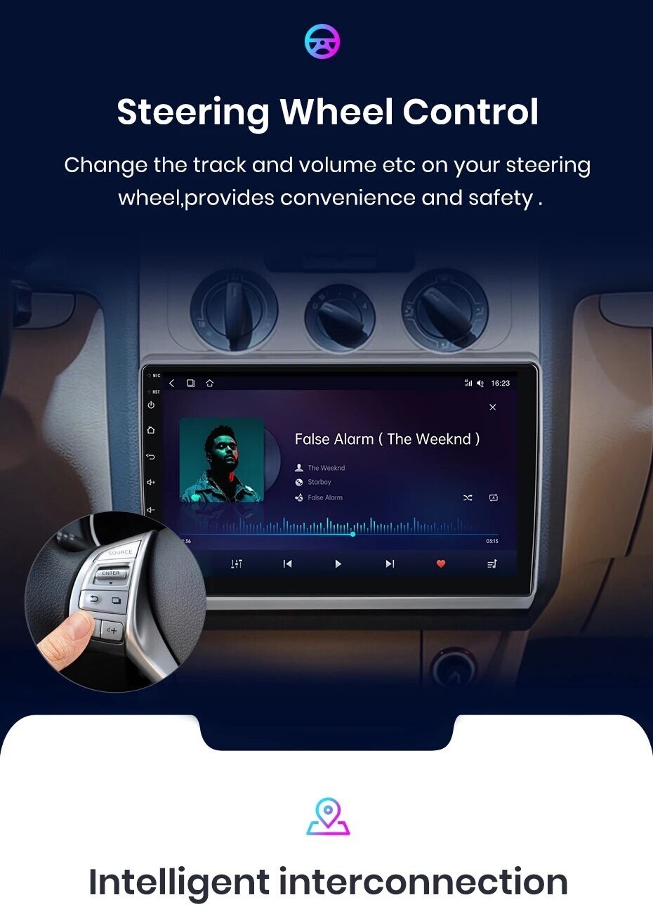 Autoradio CarPlay pour Touran 2003-2010 avec GPS Android et écran tactile 7 pouces