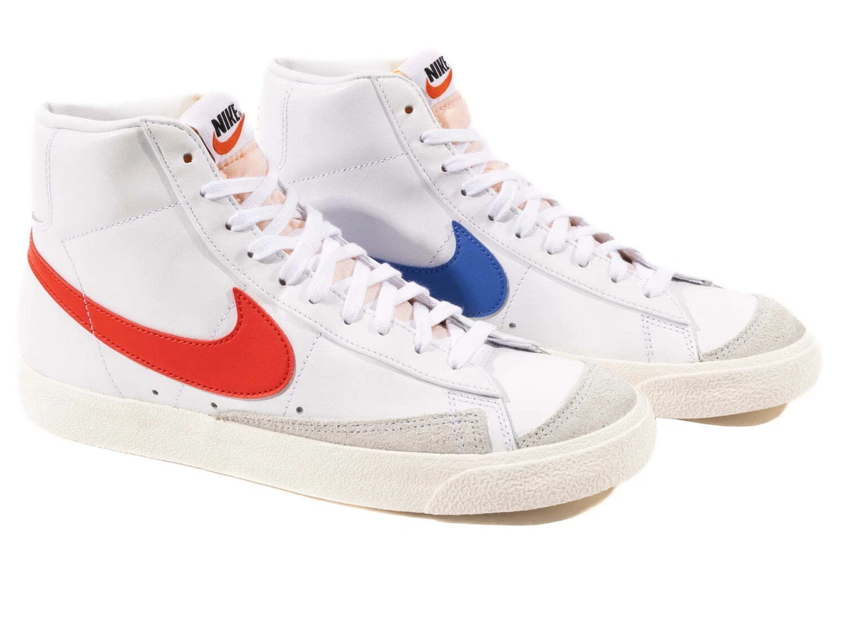  Nike Blazer Mid 77 Vintage White Habanero Red-Medium Blue Size  Mens 7.5/Womens 9