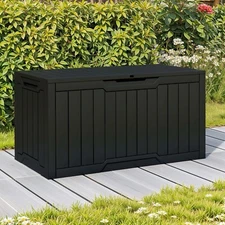 80 Gallon Outdoor Storage Deck Box with Cushion Seating, Lockable & Weatherproof