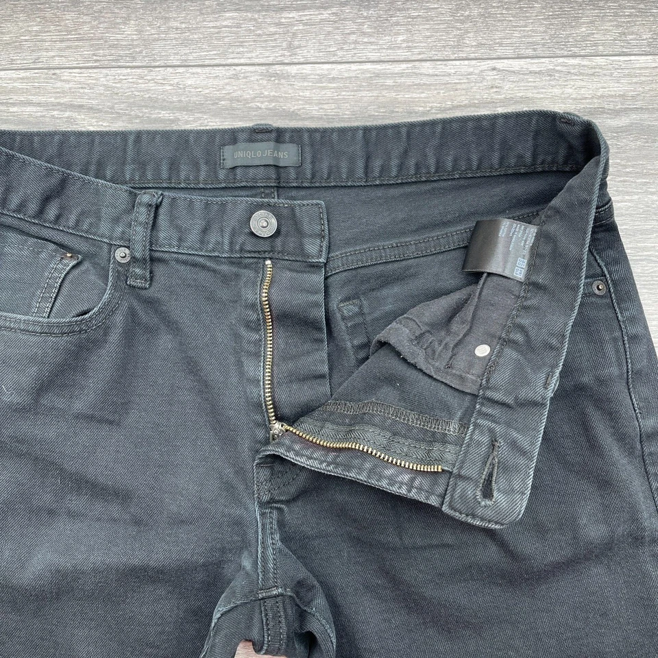 Uniqlo Jeans Mens 33x32 Black Selvedge Slim Straight Five Pocket Preppy READ* - Image 4 of 4