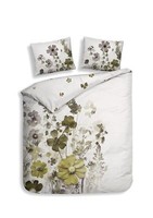 Heckett & Lane Satin BettwäSche 135X200 Liepa White BlüTen BläTter GrüN Wende