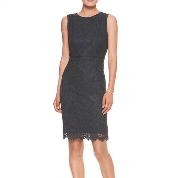 NWT Banana Republic Factory Lace Sheath Dress Navy Blue Color Sz 0P