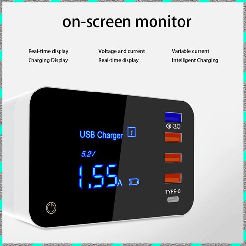 Multi-port charging +3USB+1QC3.0+1Type-c+ Touch wireless charging fast display - 第 6/17 張圖片