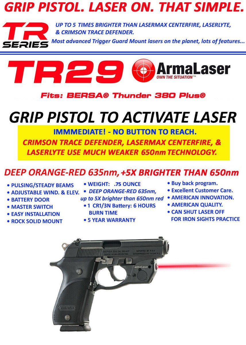 Arma Laser TR29 Red Sight for Bersa Thunder .380 Plus Pistols - w