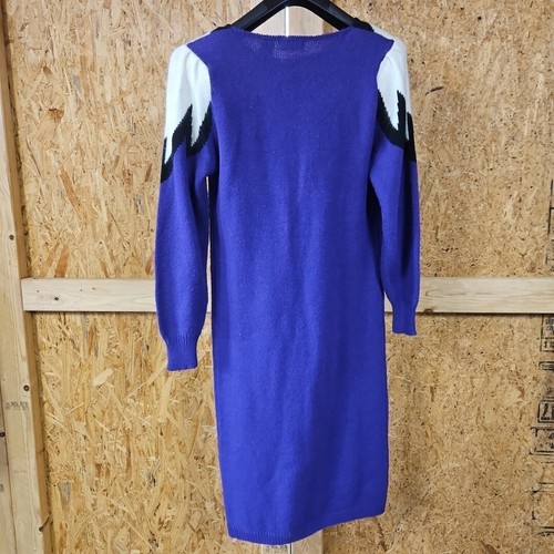 Vintage Knit Dress purple 80's Purple Christina Grant Sweater tunic SMALL MEDIUM - Picture 5 of 14