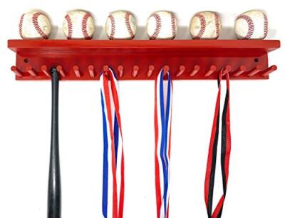 Horizontal 3 Baseball Bat Rack with trophy or ball shelf for regular