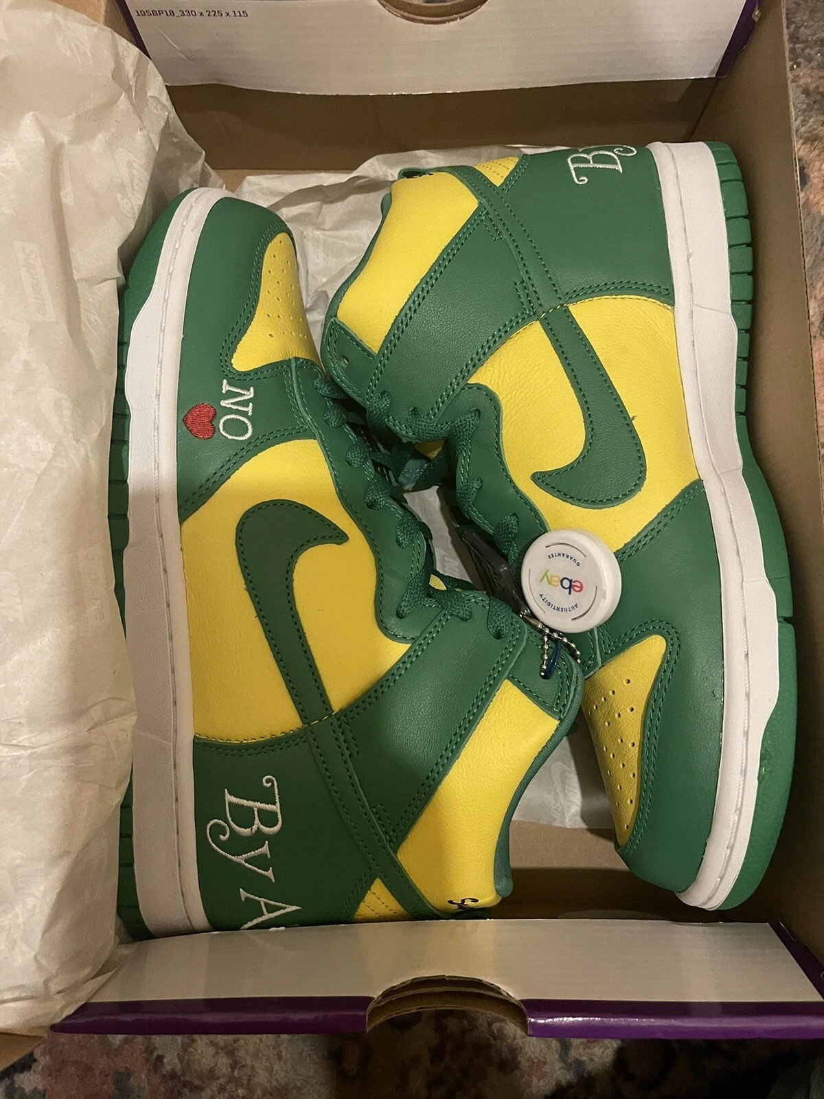Nike Dunk Sb Supreme par tous les moyens nécessaire jaune/vert Royaume Uni 7,5 flambant neuf