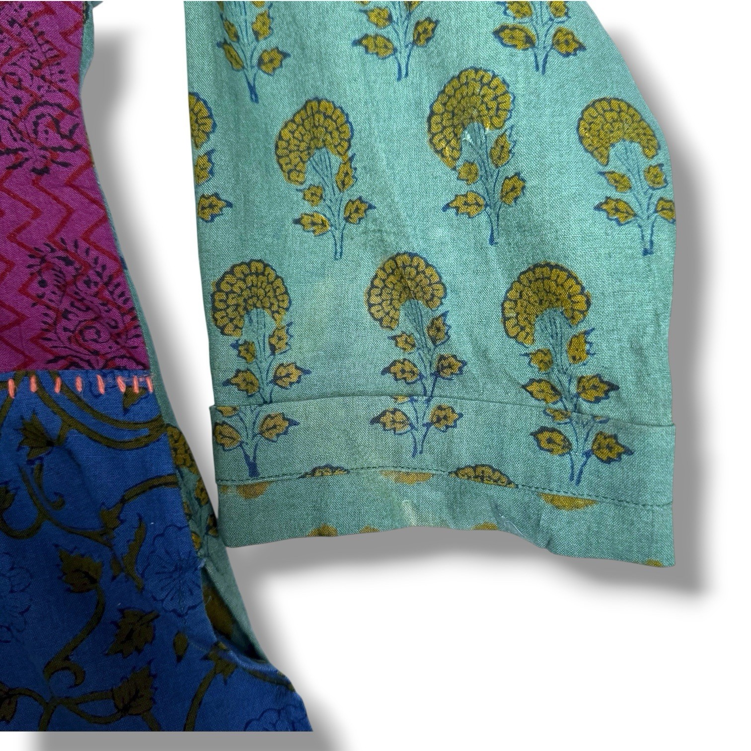 Patchwork Block Print Tunic Womens PL Artisan Hip… - image 13