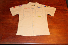 Boy Scouts of America BSA Youth Shirt Tan Large Vented Poly Microfiber Spot on P