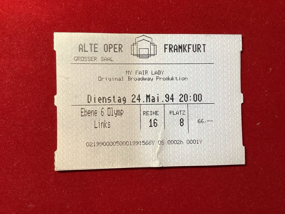 Sammeln - Seltenes - Eintrittskarte - Alte Oper Frankfurt - 1994 - Bild 2 von 2