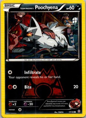 Team Magma's Poochyena Common Double Crisis 17/34 LP