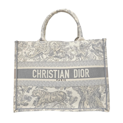【Authentic】 DIOR Book Tote Grey Cloth Handbags (DDP)