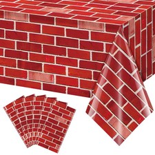 6 Pack 108x54 inch Red Brick Tablecloth,Brick Wall Backdrop Wallpaper Disposa...