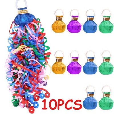 10Pack No Mess Streamers,Color Mix Hand Throw Streamers Poppers,No Mess Confetti