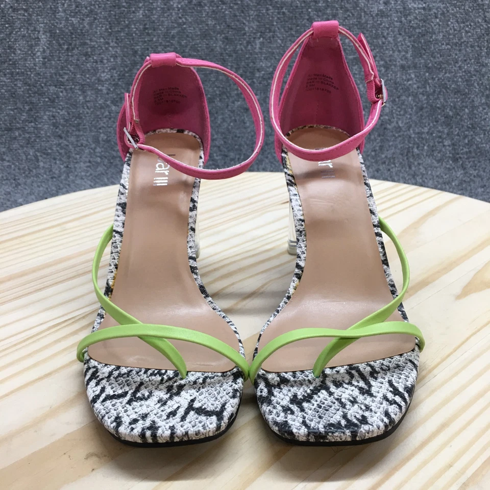 Vestido Bar III Tacones Mujer 8.5M Negro Correa al Tobillo Multicolor Imitación Cuero NUEVO Foto 4 de 4