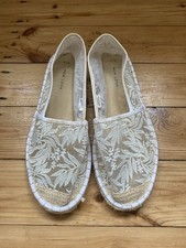 New Look Size 7 Embroidered Sheer Woven Floral Slip On Shoes Boho Festival Beach