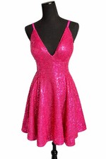 Ryanth Pink Sequin Fit & Flare Dress Size 8 Back Tie Party Formal NWT