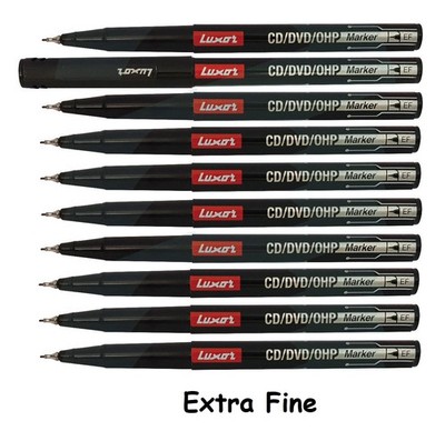 10 x EXTRA FEINE SPITZE Permanent Marker Stifte SCHWARZ CD / DVD Marker Stift - Bester Preis