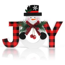 Christmas Table Decorations Wooden Joy Table Centerpieces Snowman Table Sign ...