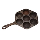 Vintage  Aebleskiver #1 Cast Iron Popover Muffin Pan Pre-Griswold Made in USA