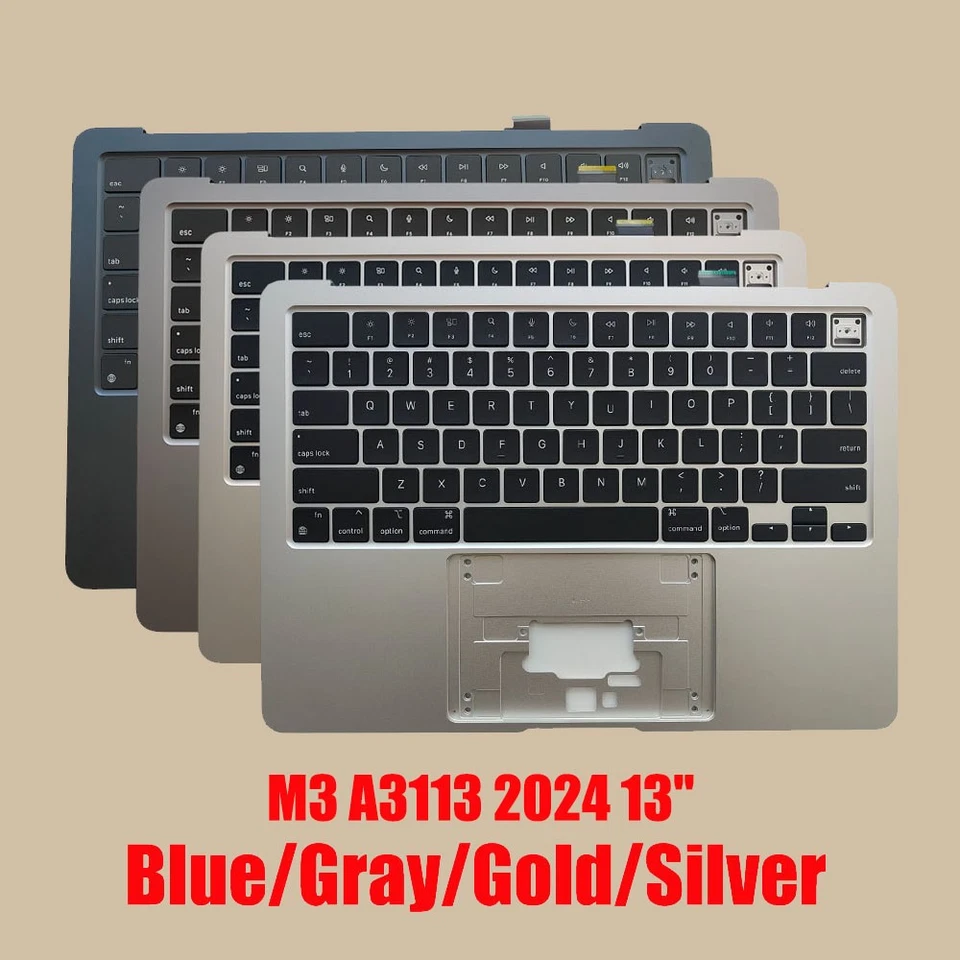 US New For Apple MacBook Air 13" M3 A3113 2024 Keyboard Palmrest Top Case Cover