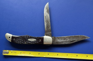 Vintage Case XX USA 6265 SAB 2 Blade Large Folding Hunter Knife used