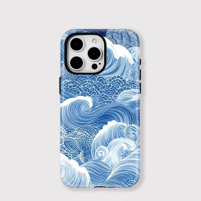 Japanese Ocean Wave Tough MagSafe Case für Apple iPhone 16 15 14 13 12 11 Pro 
