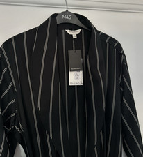 Marks and Spencer AUTOGRAPH Mens Lyocell Dressing Gown Black Stripe Size Large