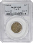 1913-D Buffalo Nickel Type 2 MS62 PCGS