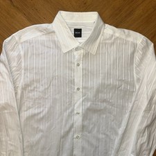 Hugo Boss Shirt Mens Size XL White Button Up Cotton Fabric Long Sleeve Romania